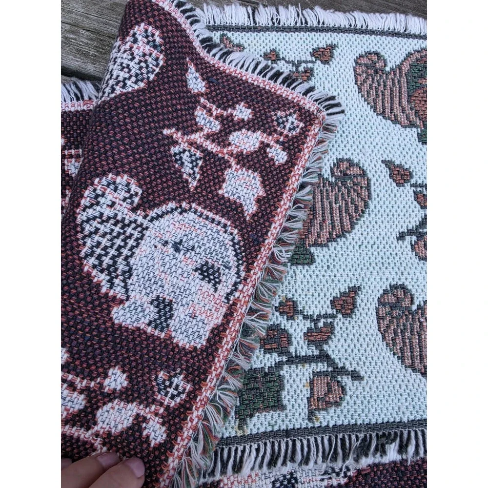 Thanksgiving Harvest Table Runner 12x68 Reversible Woven Tapestry Fringe Fall